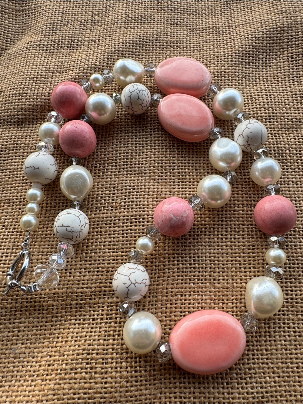 Western Cowgirl County Pink Beaded Necklace Jewelry New handmade